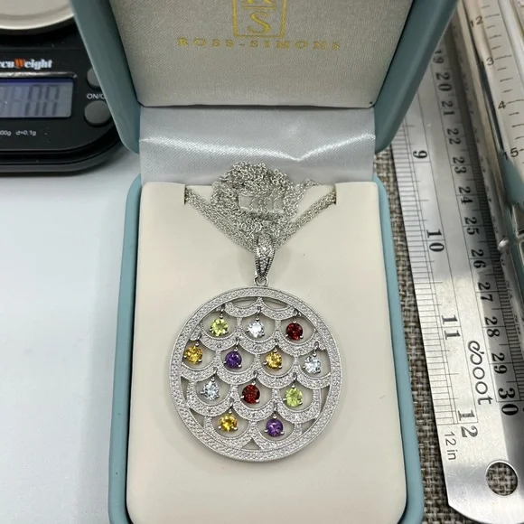 Ross-Simons Sterling Silver Multi-Gemstone Necklace – Vintage Statement Piece - Picture 5 of 17